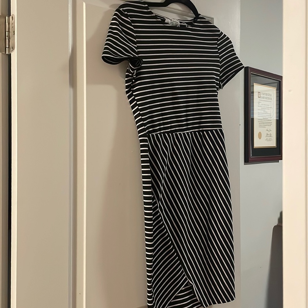 Zara striped midi  pencil dress